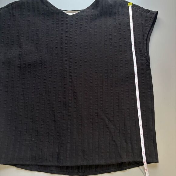 Everlane City Stripe V Neck Top Short Sleeve Pullover Black Shirt oversized - Picture 10 of 16